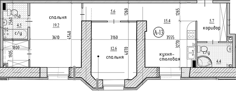 2-комнатная квартира 67.4 м², 2/7 эт., ЖК «Северная Корона»